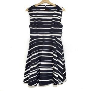 French Connection | Black and White Horizontal Stripe Structured Sheath Dress